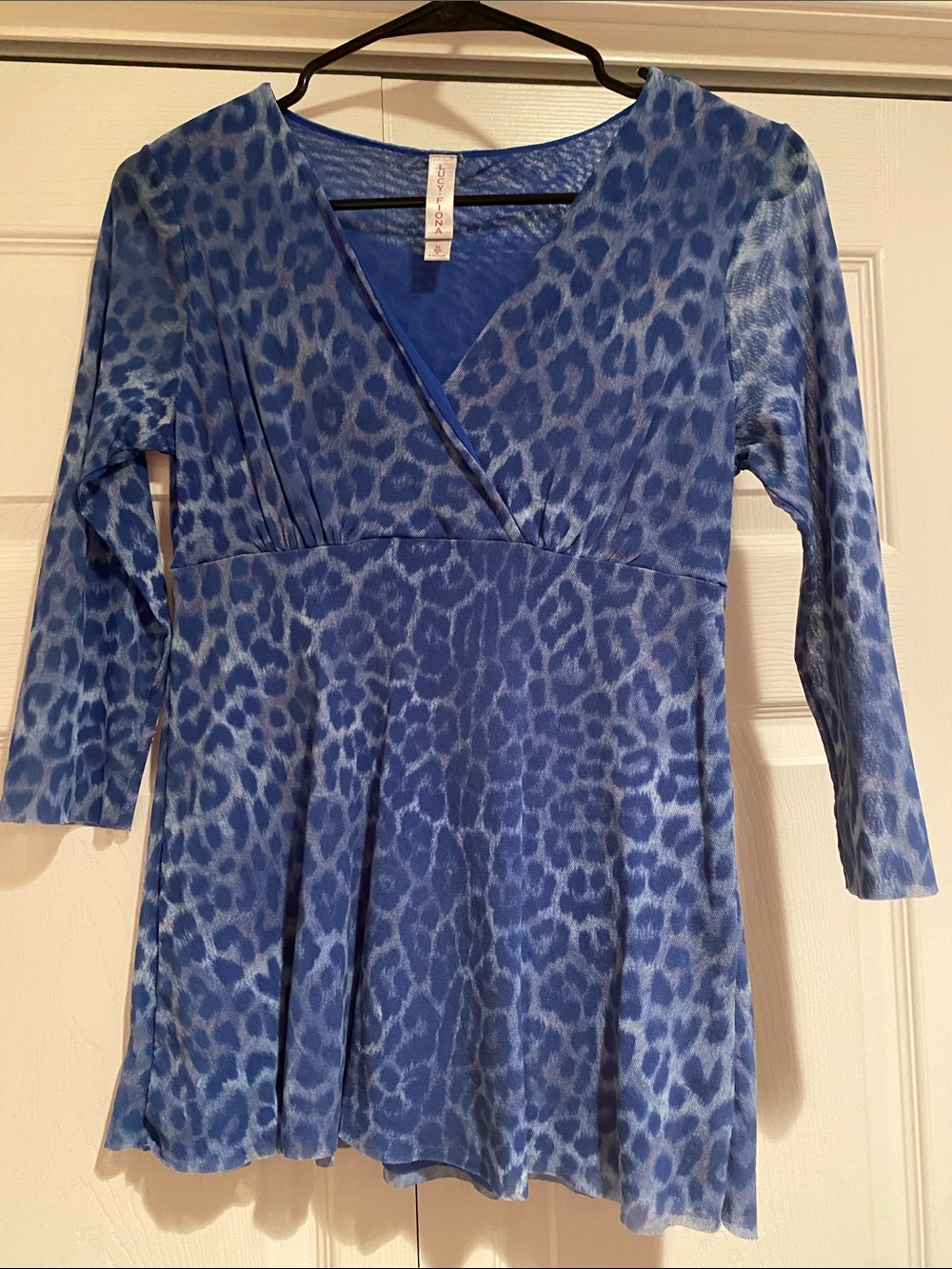 Blue Leopard-Print Top - M